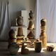 Stool, side table, end table in solid suar wood spheres H50 D39