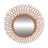 Round wicker mirror from the 1960s.