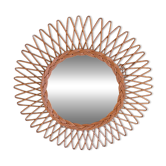 Miroir rond osier années 60