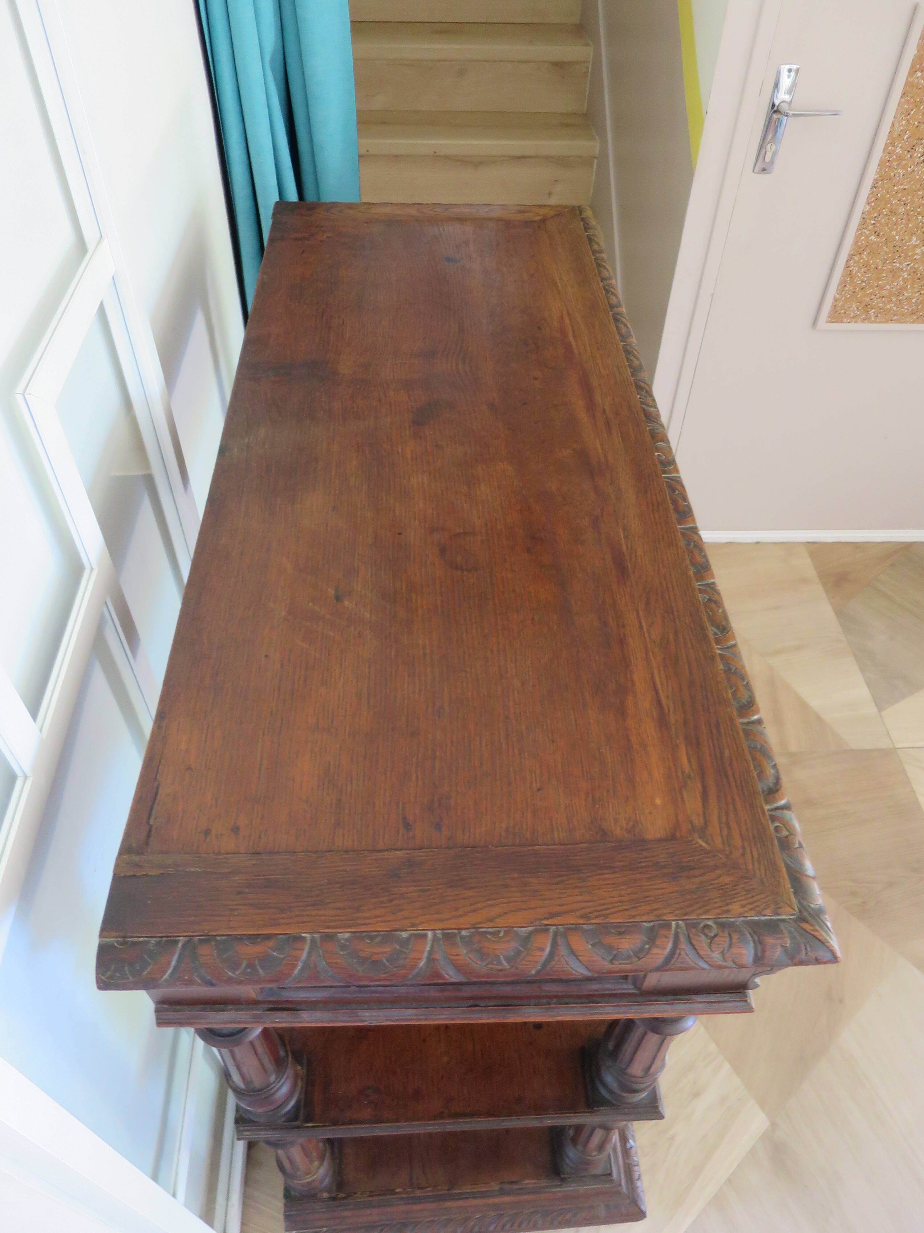 Ancien-Desserte-Console-Meuble de présentation-Henry II-fin xixème