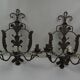 Pair of grey patinated iron wall lamps