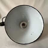 Industrial suspension conical metal green enamelled tole vintage