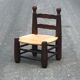 Low chair oak and straw vintage 1950