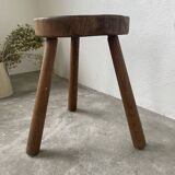 50s tripod oak stool