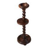 Art Deco Oak Ashtray on Hand-Turned Base, France, 1930s