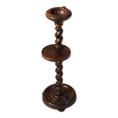 Art Deco Oak Ashtray on Hand-Turned Base, France, 1930s