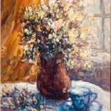 Still life with cup signed Peyranne, mid-20th century