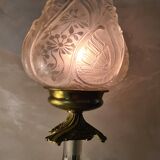 Cut crystal and bronze lamp