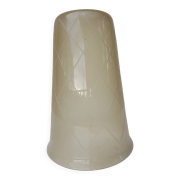 Bell-shaped lampshade - Amber glass engraved with lines - c. 1940