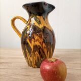 Large pitcher in very colorful flamed stoneware