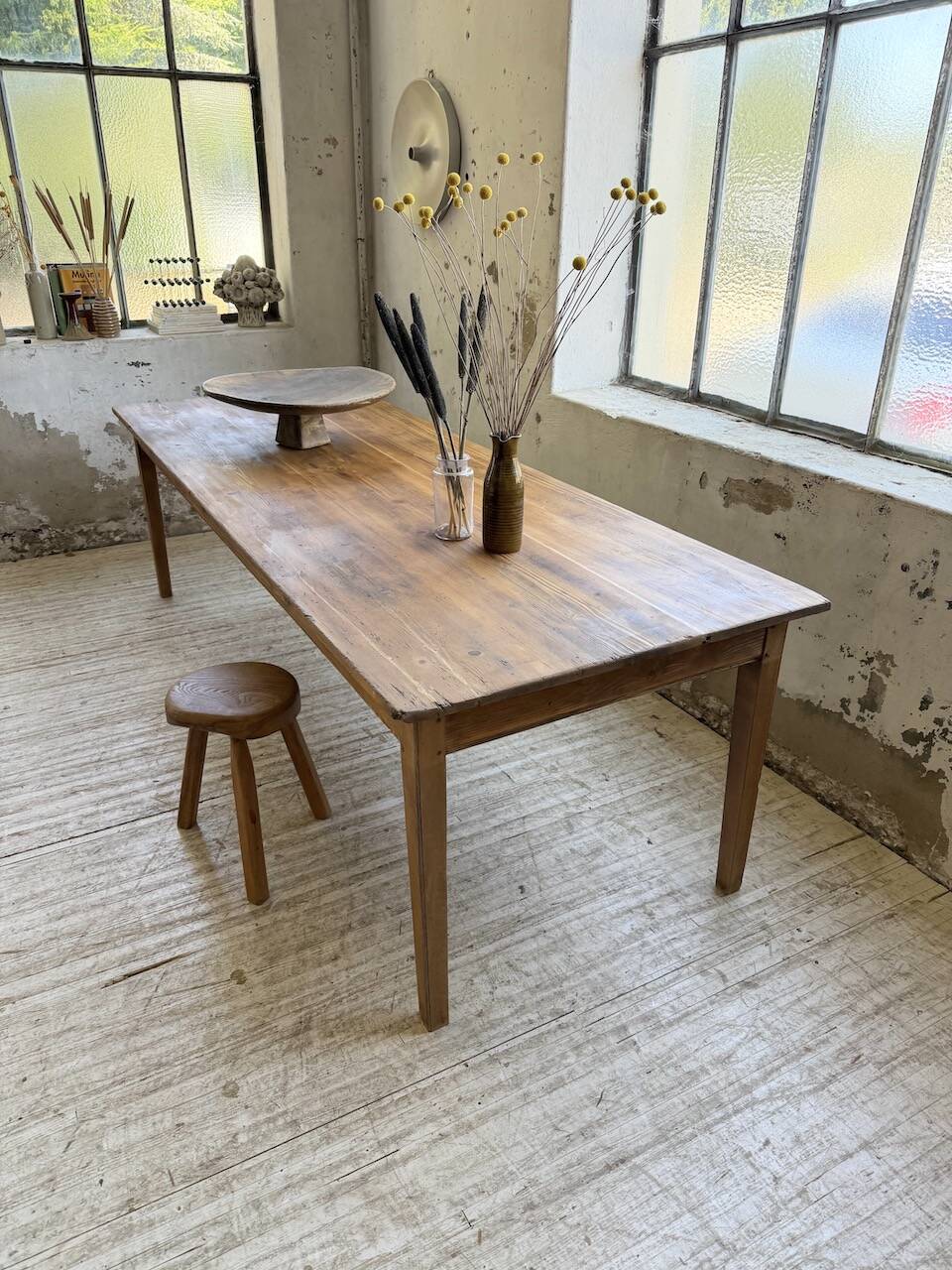 50s pine and oak farmhouse table 2.5m