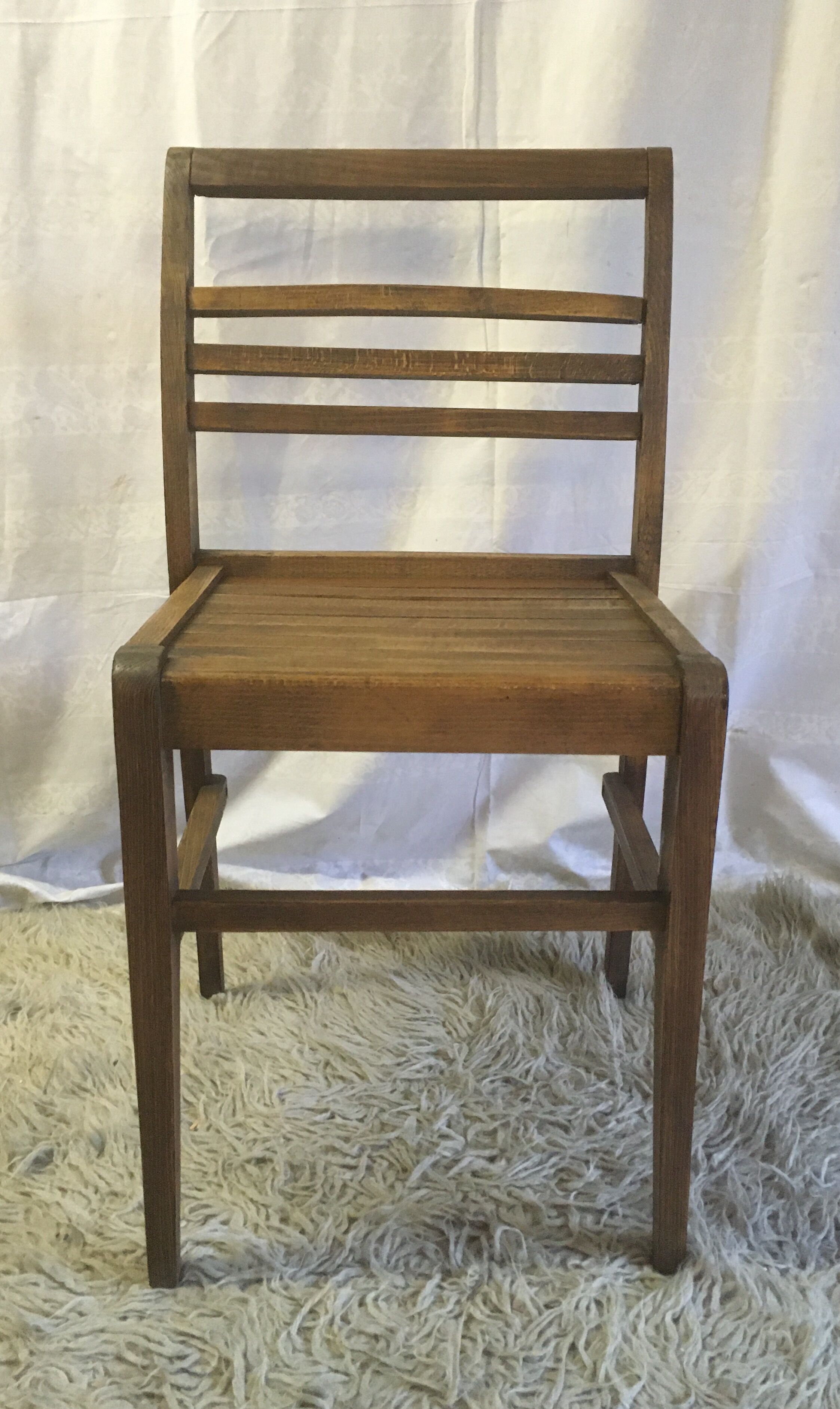 Series of 4 solid wooden chairs by René Gabriel 40/50