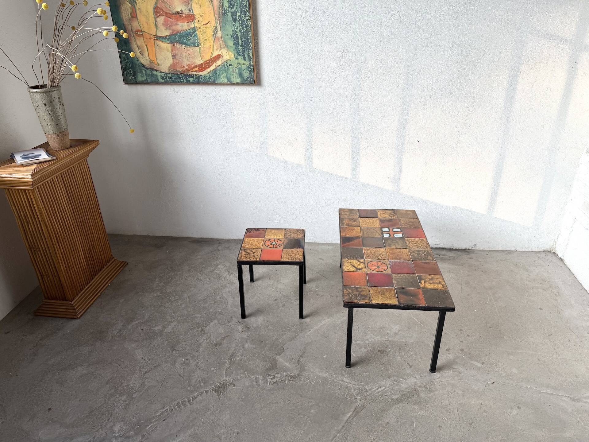 Pair of glazed ceramic coffee tables