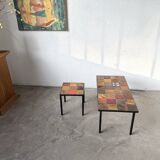 Duo de tables basses en céramique émaillée