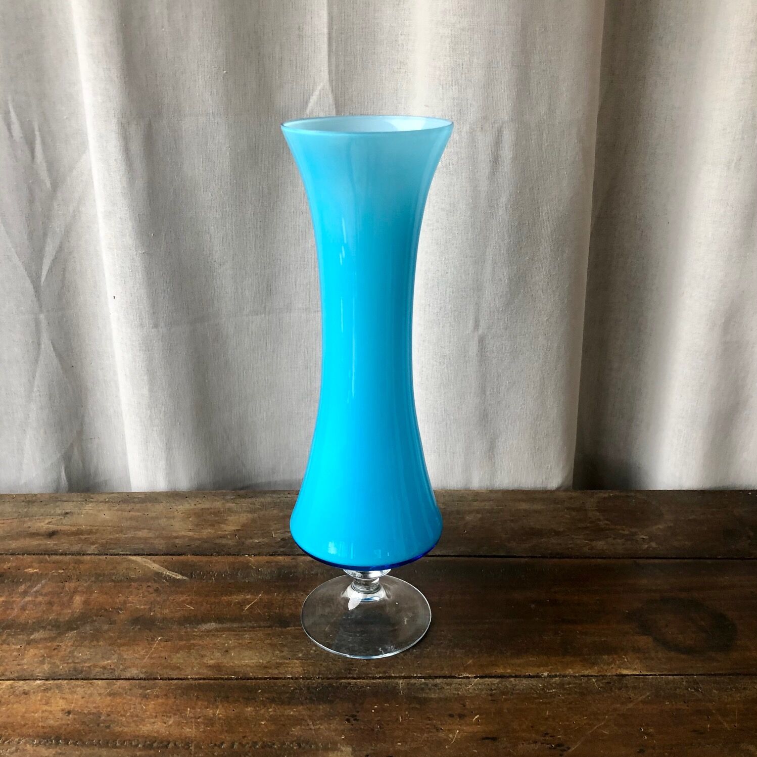 Blue opaline vase h37 cm