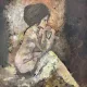 oil painting on canvas 60s/70s – Thoughtful female nude by C. D’Avignon