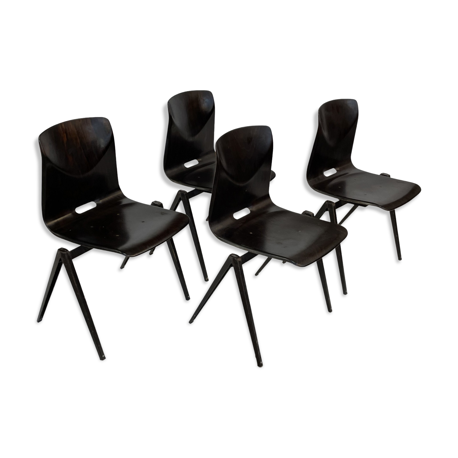 Set of four pagholz galvanitas s22 stackable school chair brown