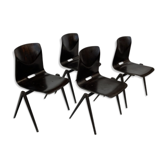 Set of four pagholz galvanitas s22 stackable school chair brown