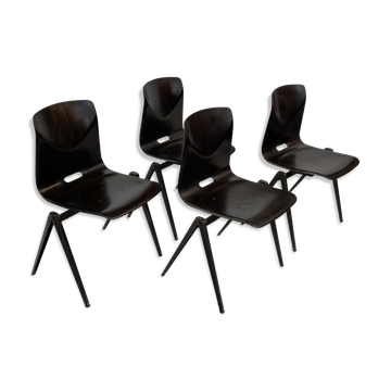 Set of four pagholz galvanitas s22 stackable school chair brown