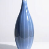 Vintage pear-shaped vase in smoked glass, lined with opaline, Murano bubble glass.
