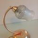 Brass bedside lamp and glass silkscreen vintage 50-60 years