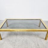Table basse vintage en laiton et chrome, années 1970