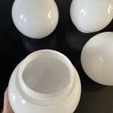 Ensemble de 4 abat-jour en verre opalin pour plafond, lampes rondes blanches vintage