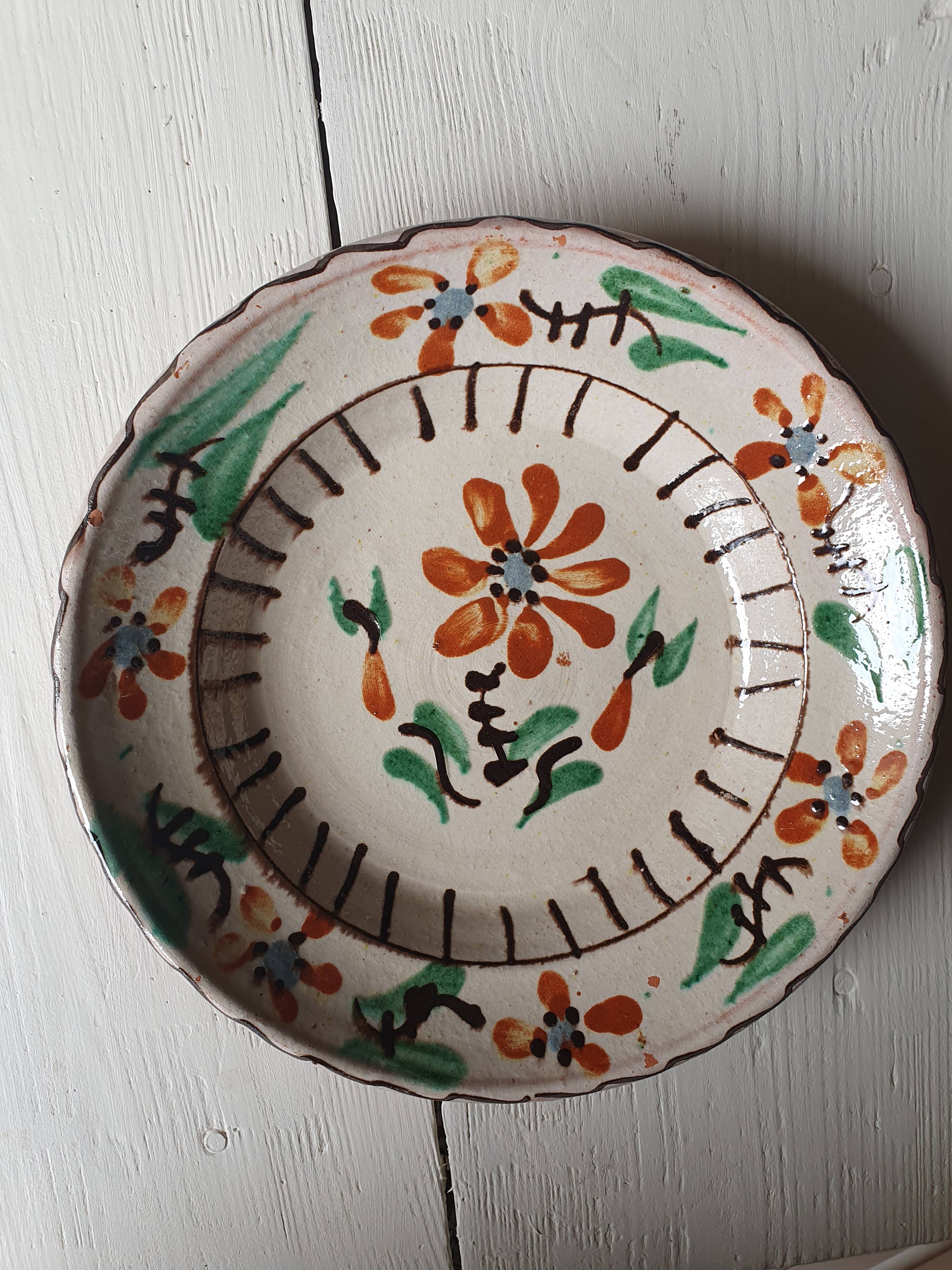 5 assiettes céramique artisanales Roumanie slave bohème oiseau table ou murales