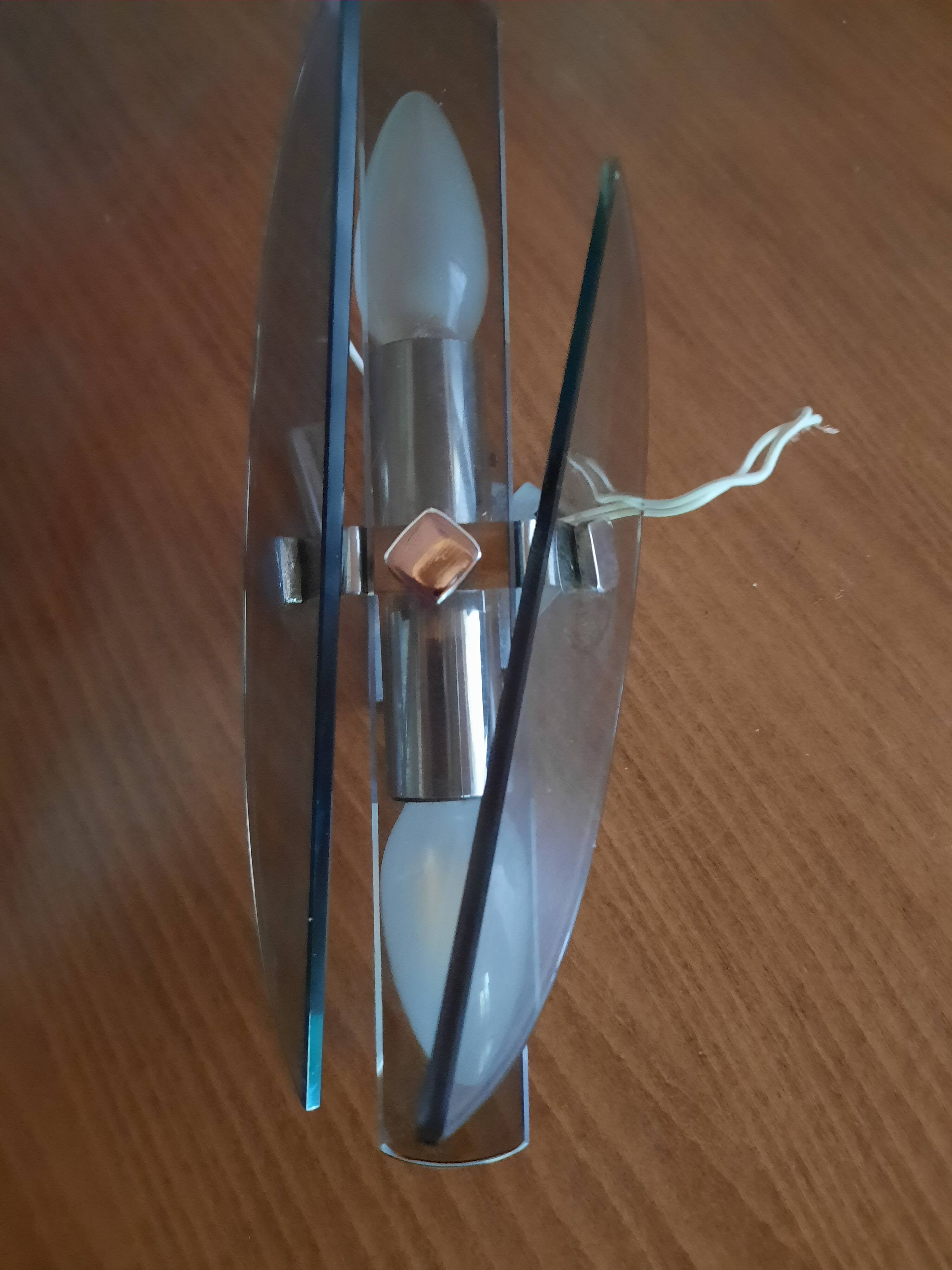 Pair of smoked glass and chrome wall lights
