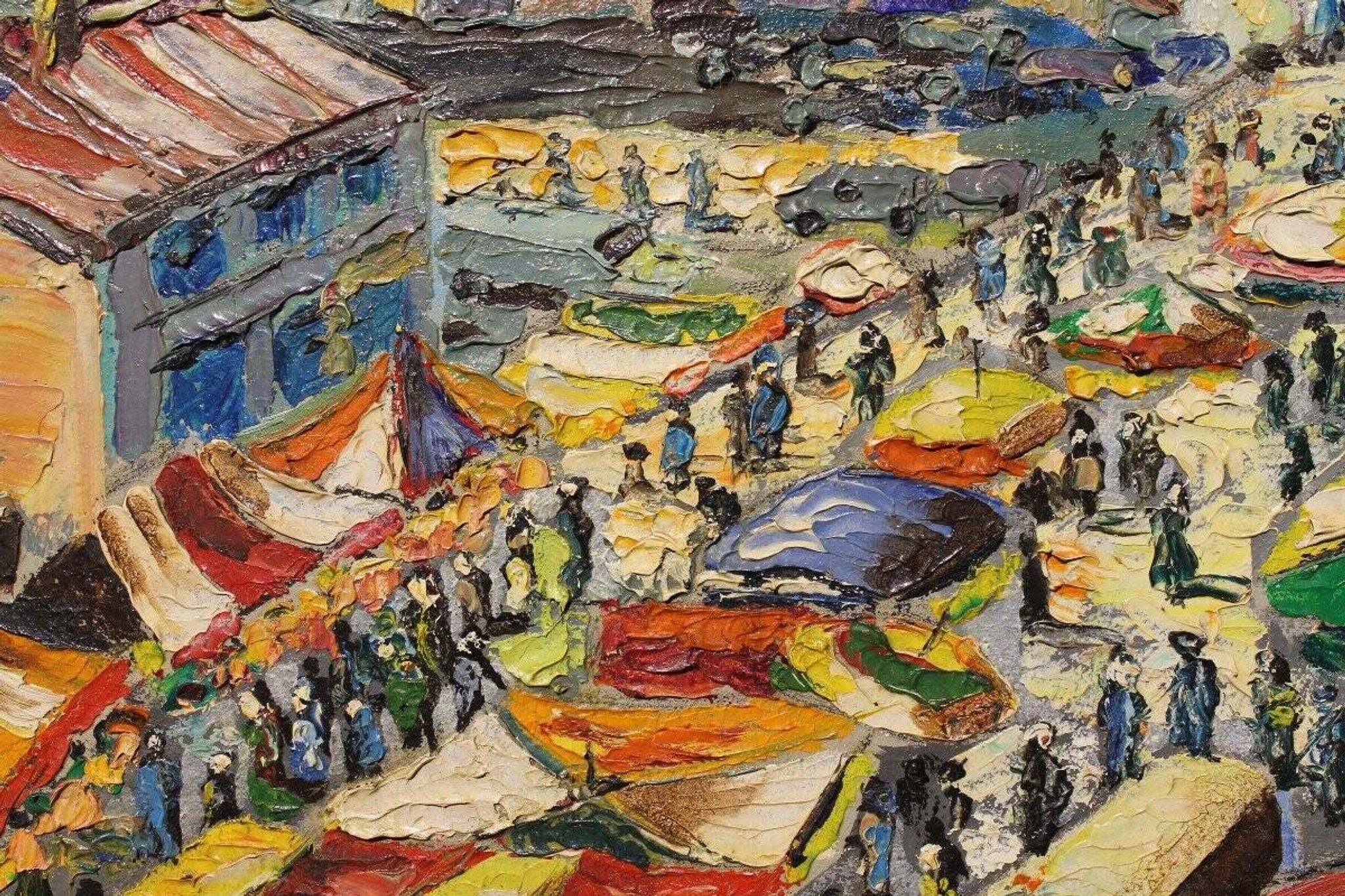 Painting Paris Flea Market, June 1962 - oil on panel