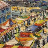 Painting Paris Flea Market, June 1962 - oil on panel