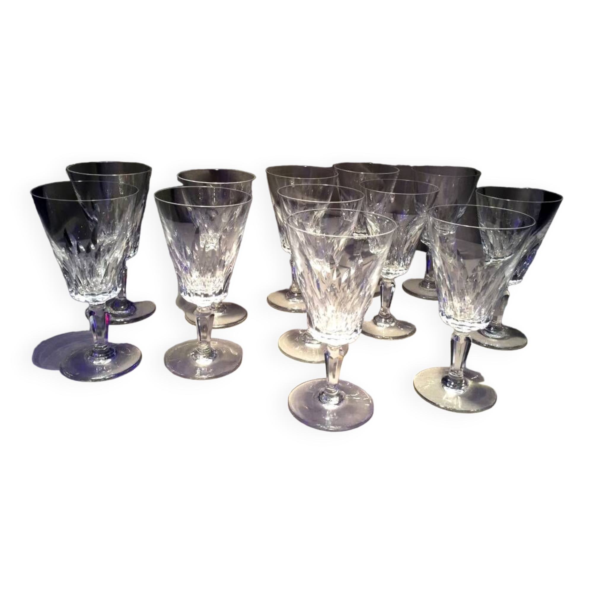 Set of 12 baccarat crystal water glasses carcassonne model