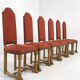 Set of 8 chairs in Louis XIII style made of oak and fabric.