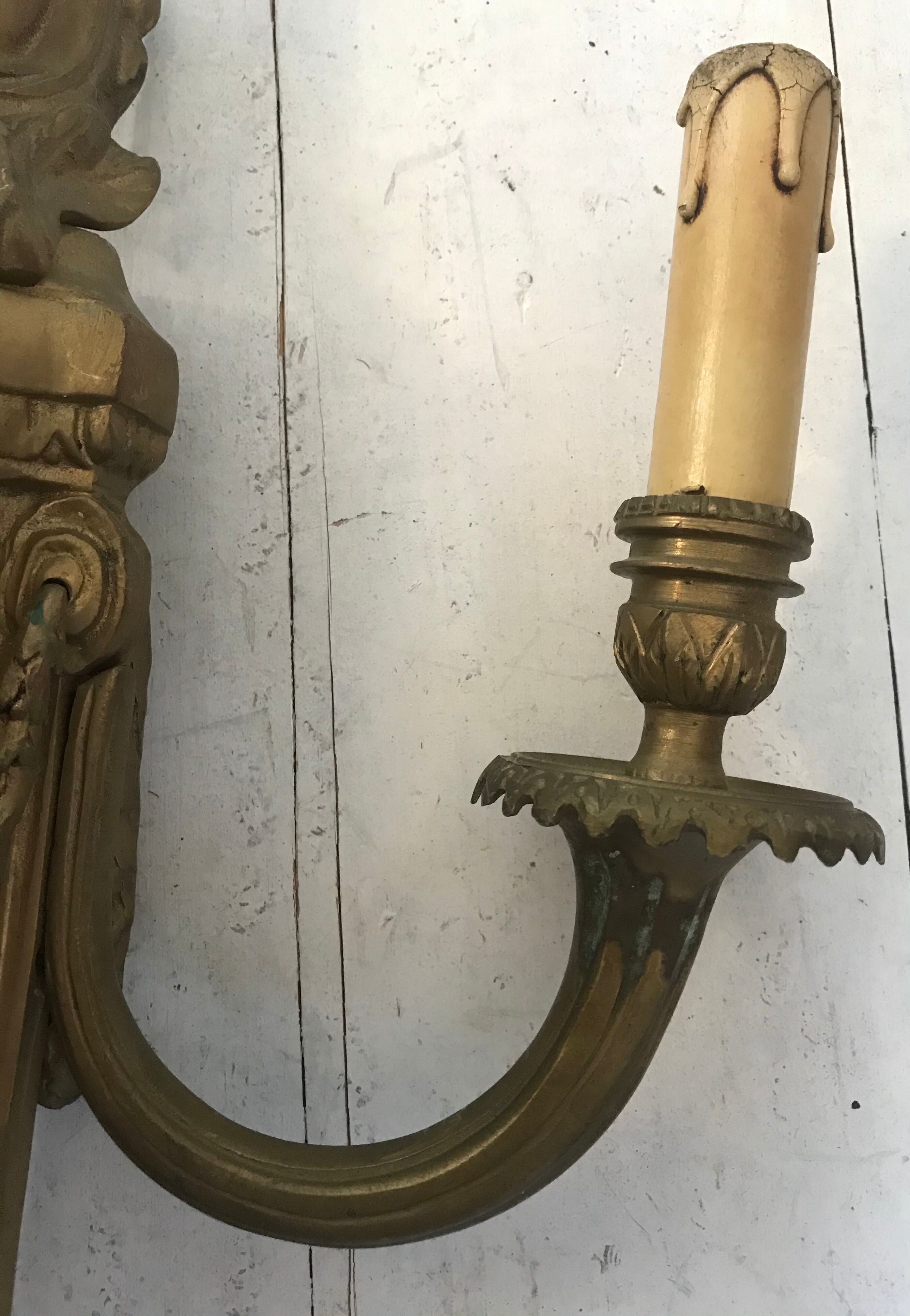 Pair of bronze castle appliques 55cm