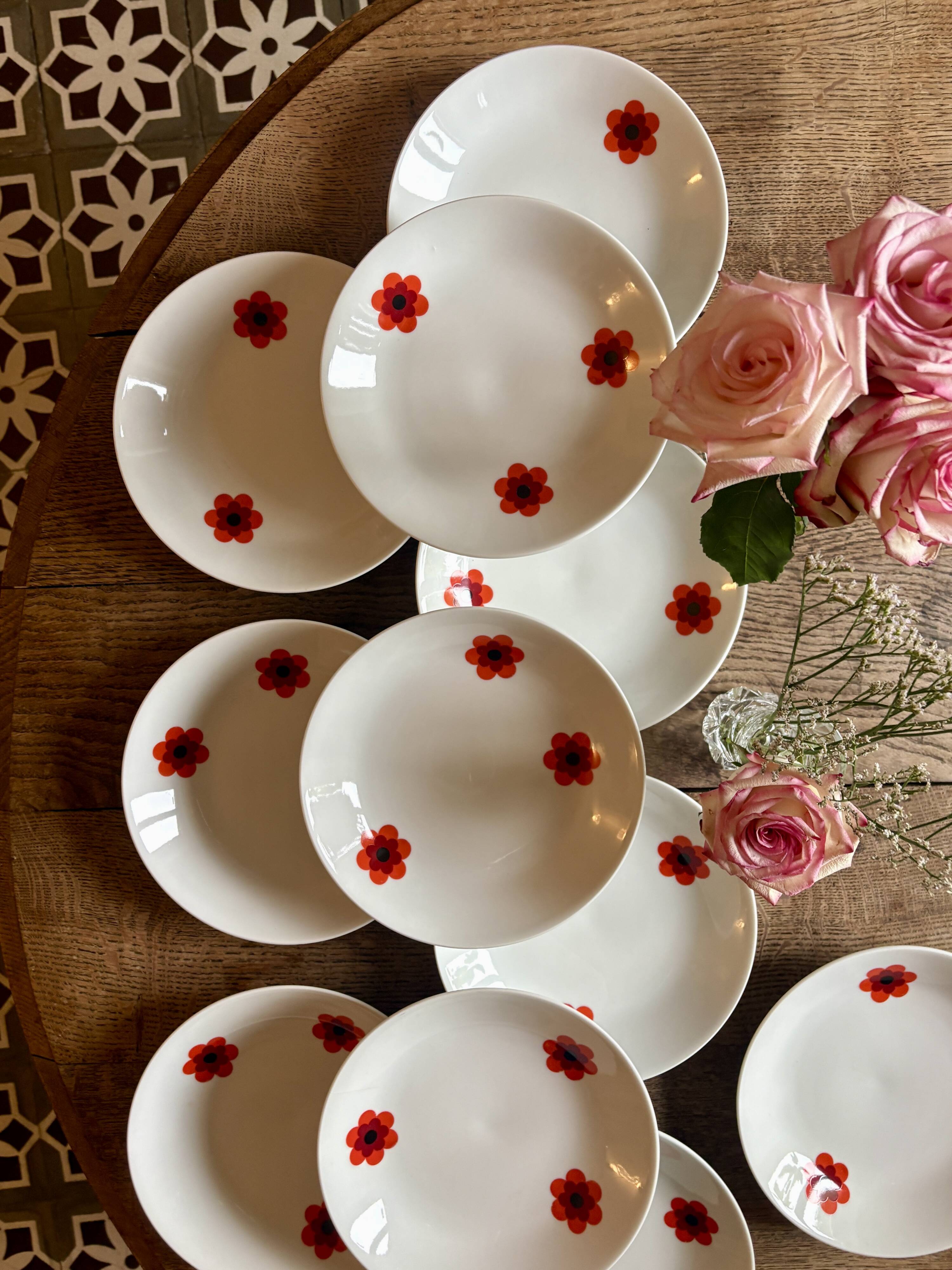 Lot de 11 assiettes creuses vintage, Scherzer Bavaria