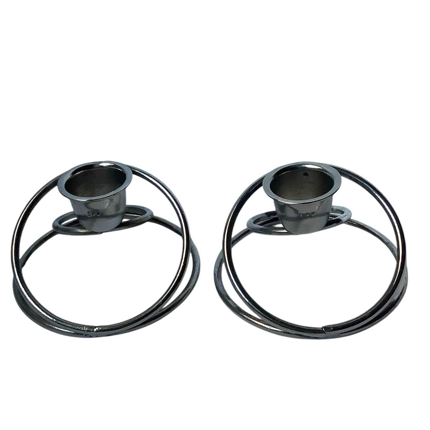 ✨Pair of designer silver metal candlesticks - Hallmarked DPR ✨