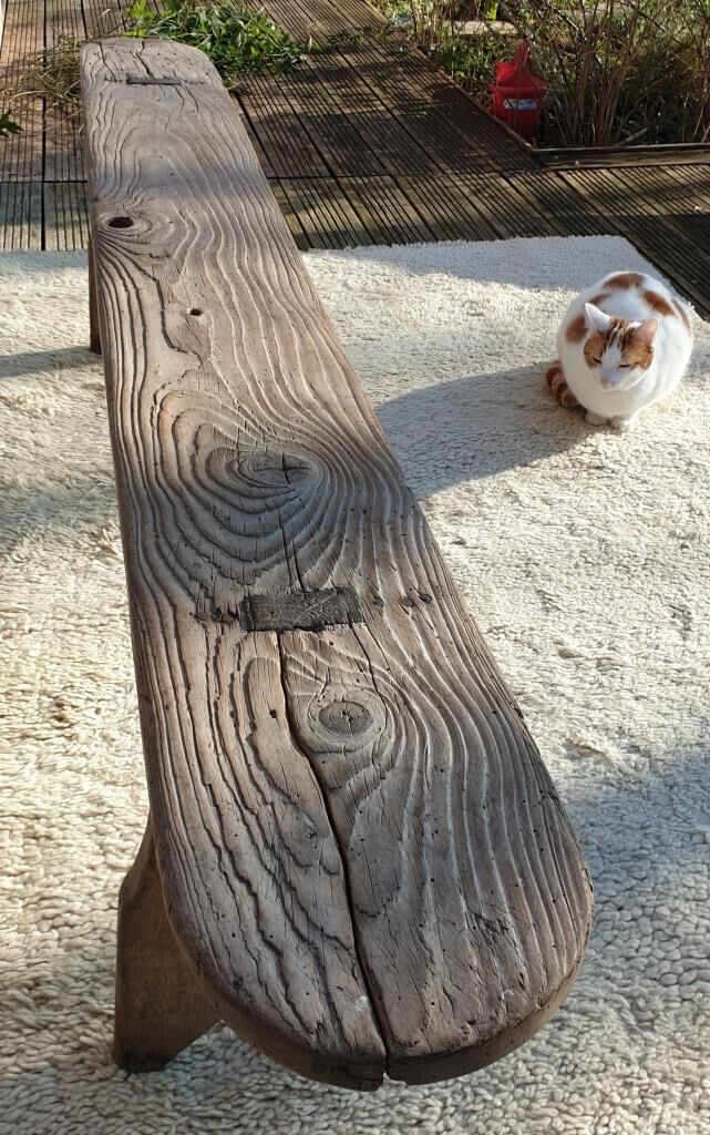 Spinning bench XIXth wooden XL 203cm