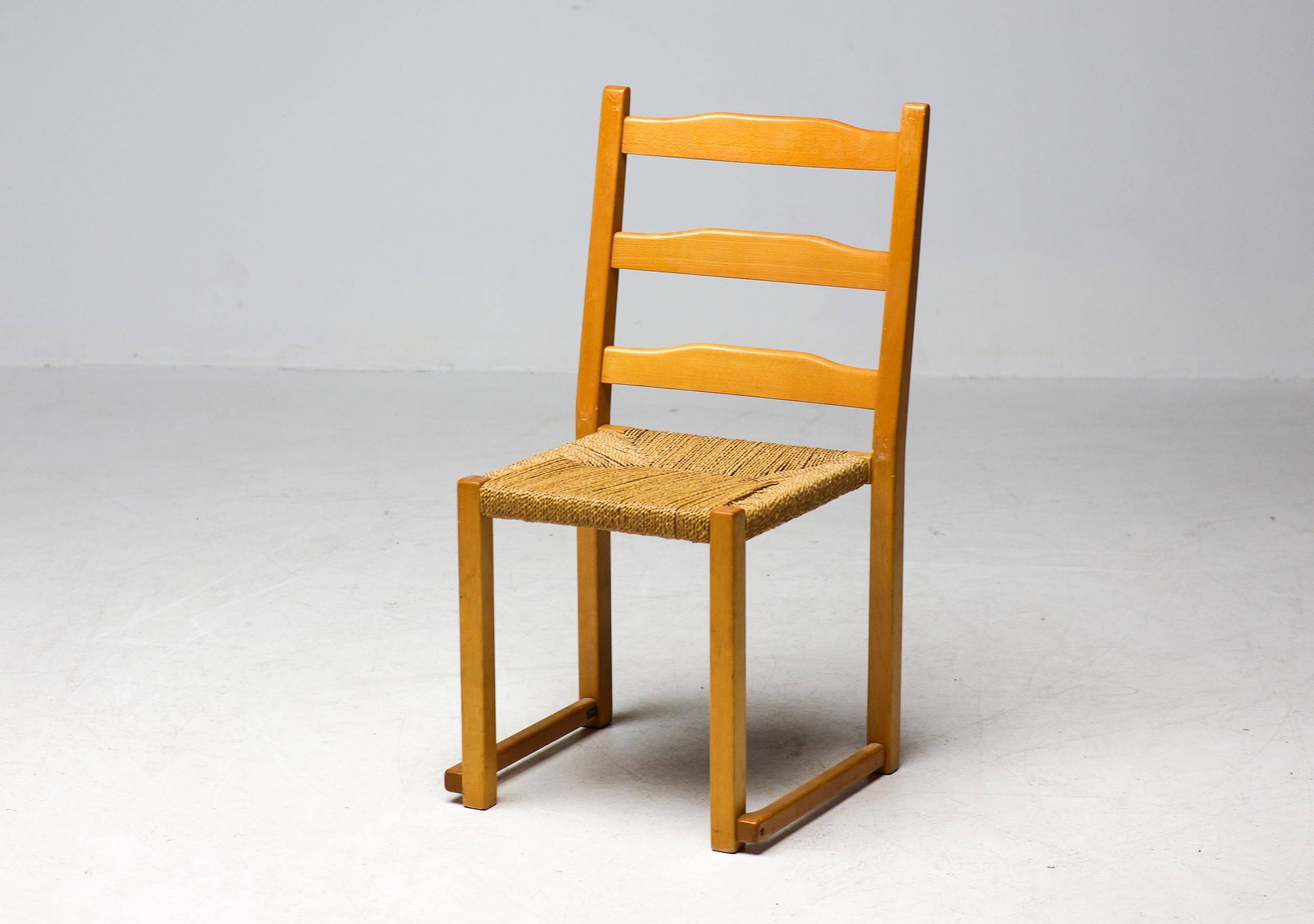 Stackable chairs Poul Volther Gemla Sweden in modern Scandinavian ash from the mid-20th century.