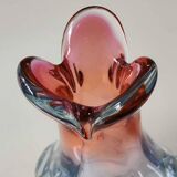 Vintage vase/Lemberg crystal/Nierengarten F. Floral design, polylobed neck. Orange tones. Dim 22 x 14 cm