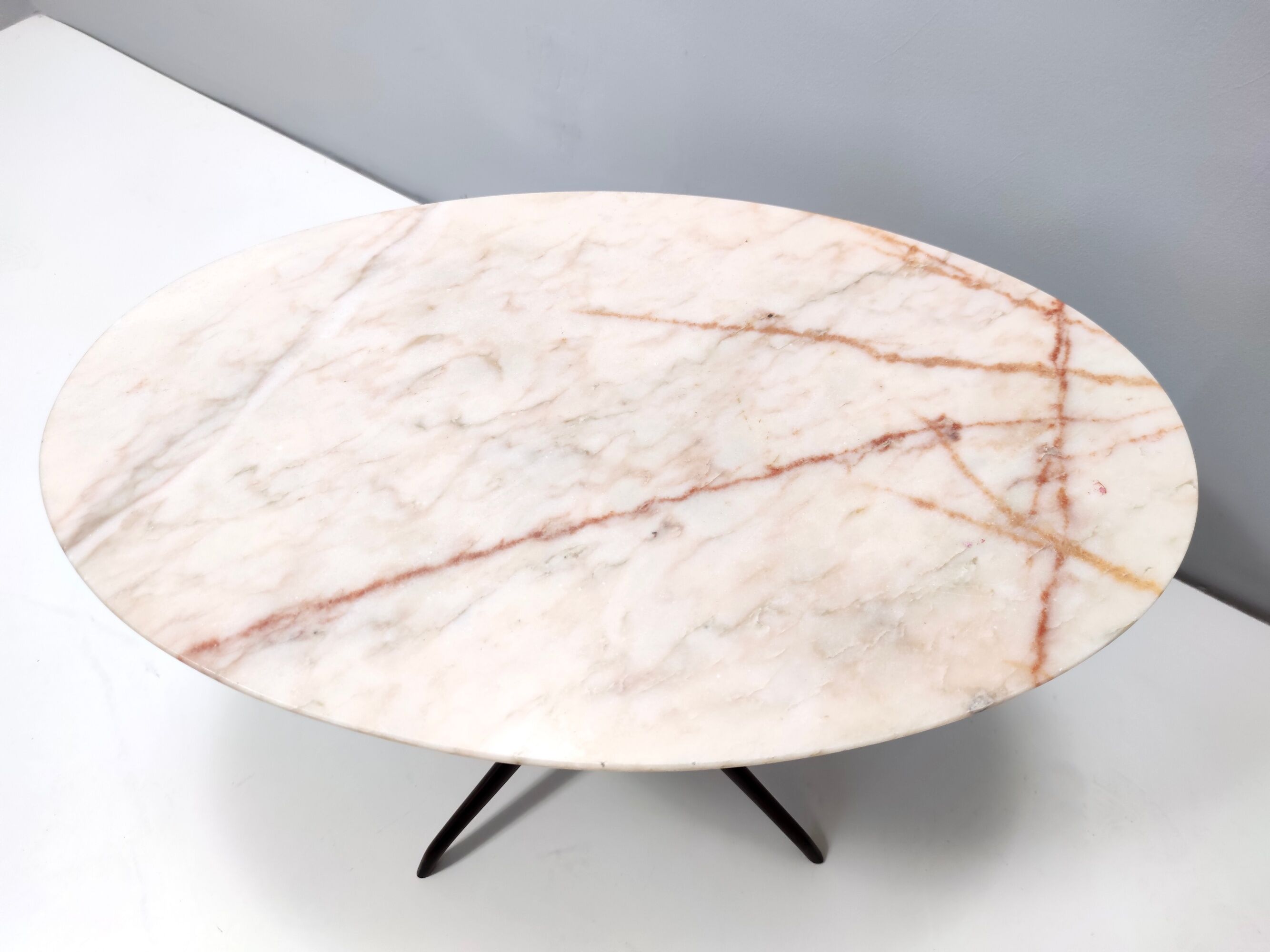 Vintage Coffee Table by Guglielmo Ulrich with an Oval Marble Top, Italy