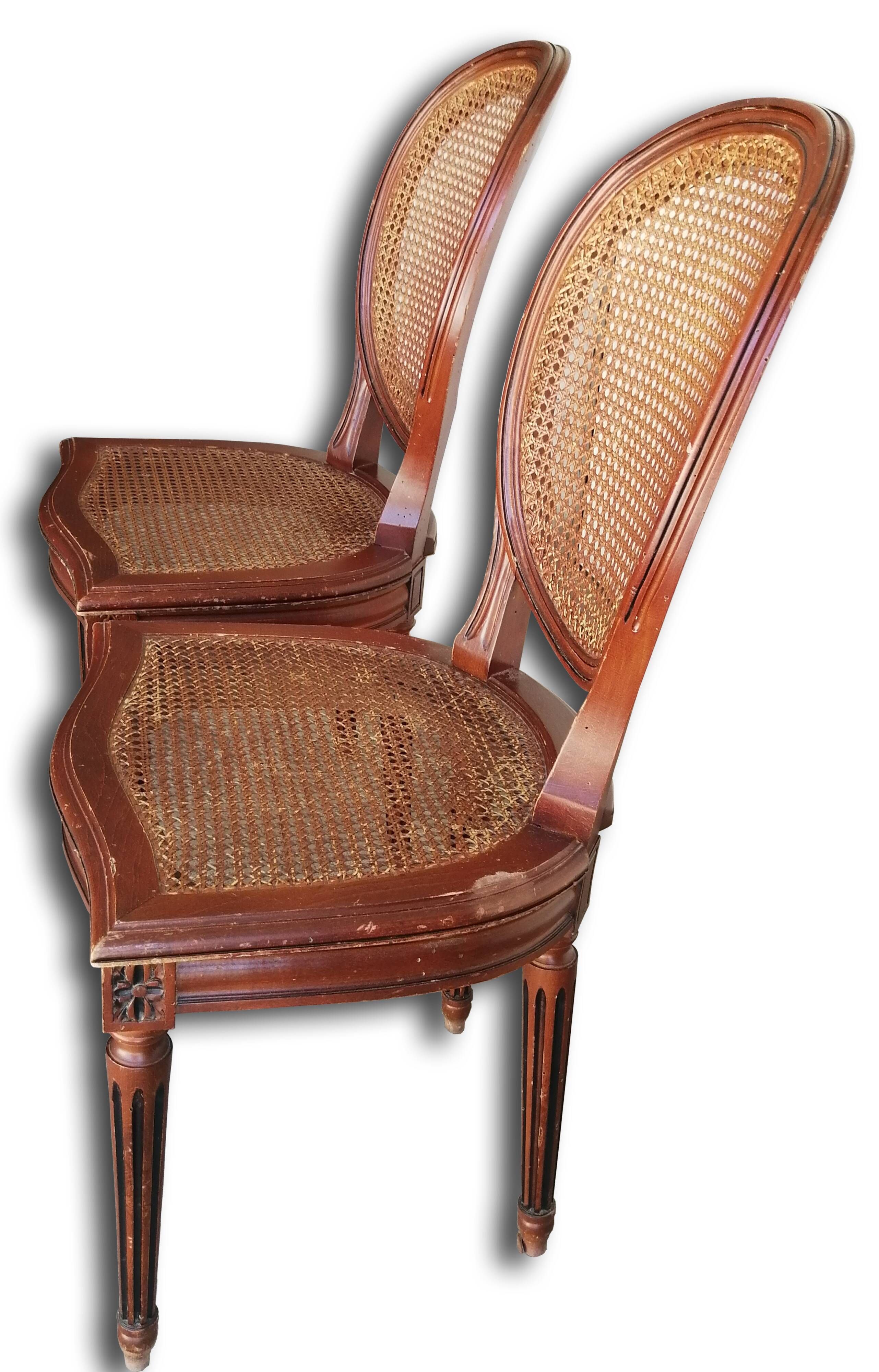 Pair of Louis XVI style medallion chairs vintage cyears