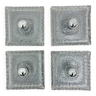 Set of 4 Hustadt leuchten glass wall lights sconce , 1970s