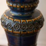 Vase balustre bleu nuit et ocre