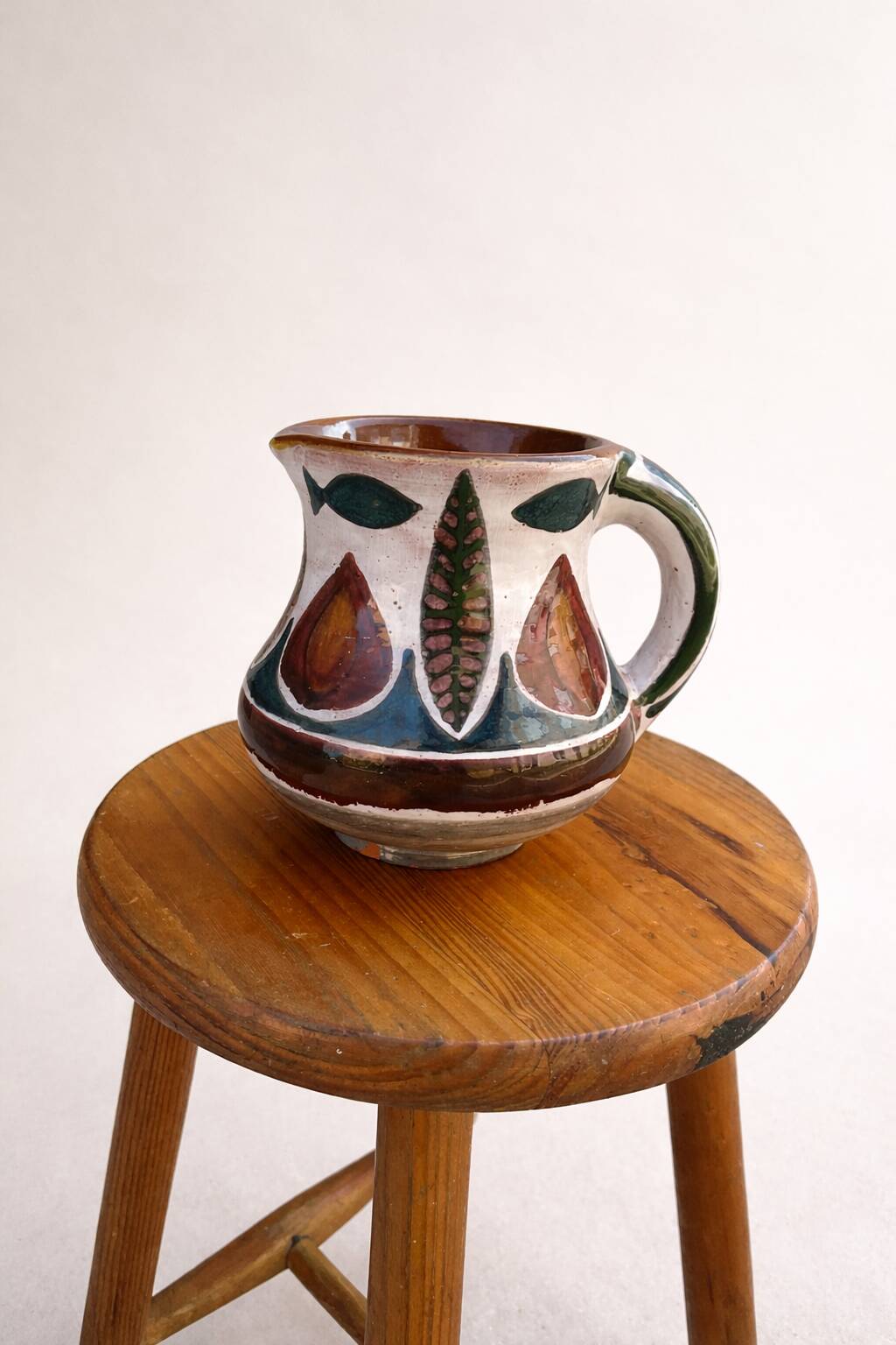 Ceramic pitcher signed J. Poussine – Atelier Sant Vicens – 1950s/60s