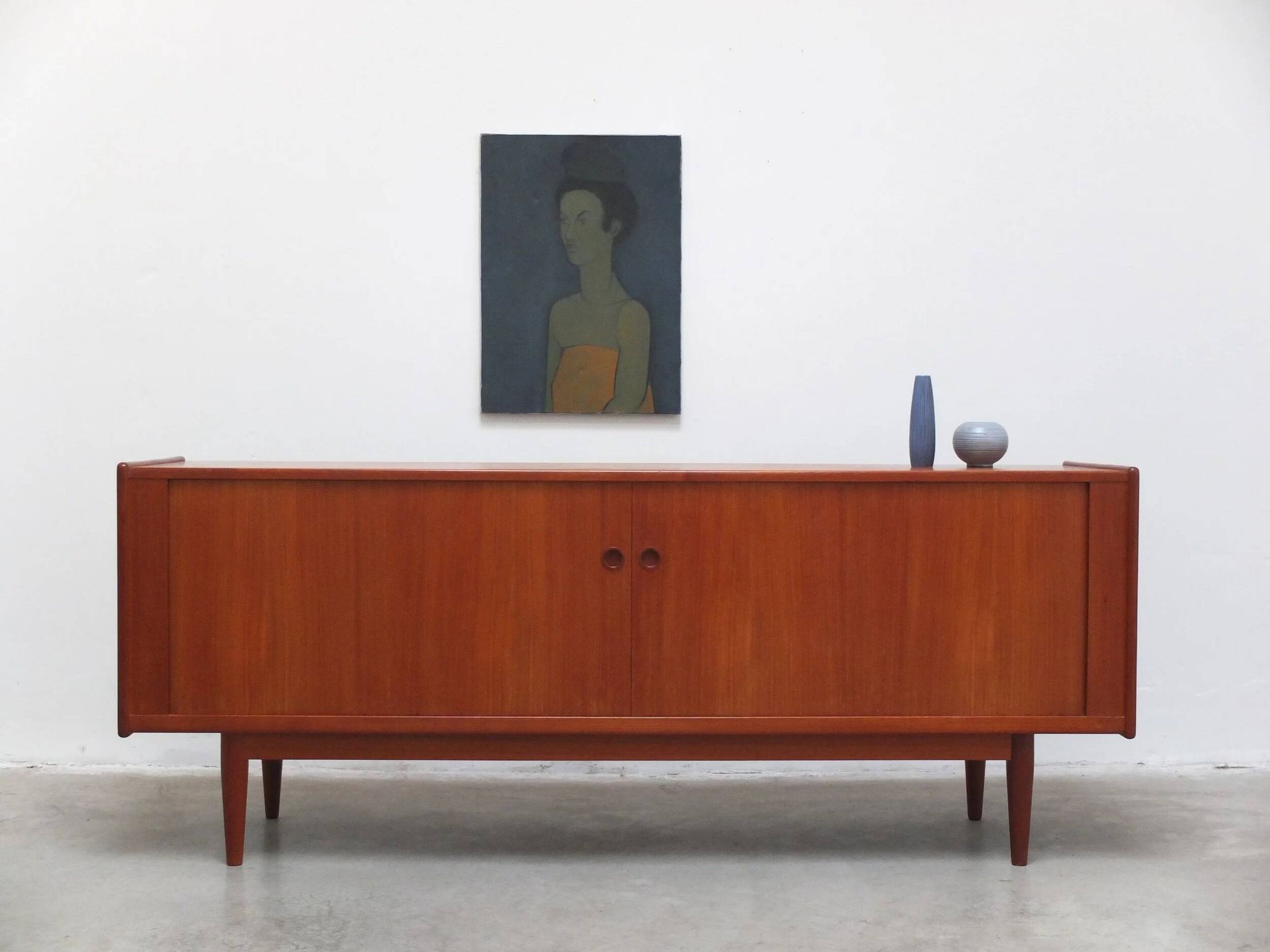 Danish teak sideboard with tambour doors, 1960s