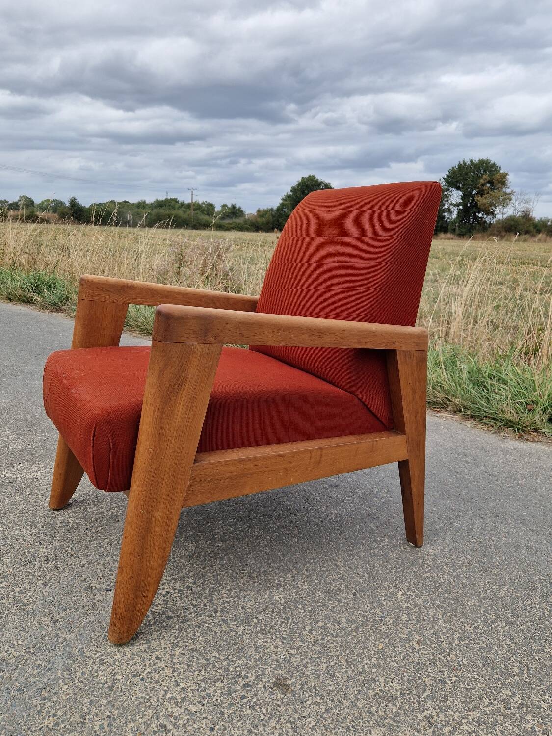 Antique solid oak armchair