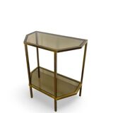 Table d'appoint italienne demi-hexagonale en laiton des années 1970.