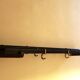 Teak and brass coat and hat rack with 7 sliding hooks, 1960s