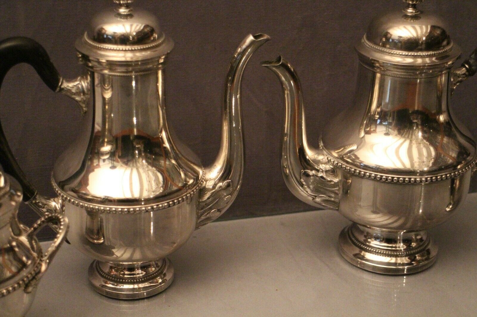 Louis XVI-style silver metal coffee teapot sugar maker