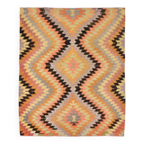 180x218Cm Geometric Style Kilim Rug, 6x7 Rugged Carpet